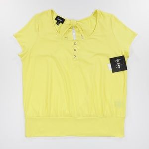 By & By Women's Scoop Neck‎ Cap Sleeve Keyhole Everyday Blouse Yellow Size XL